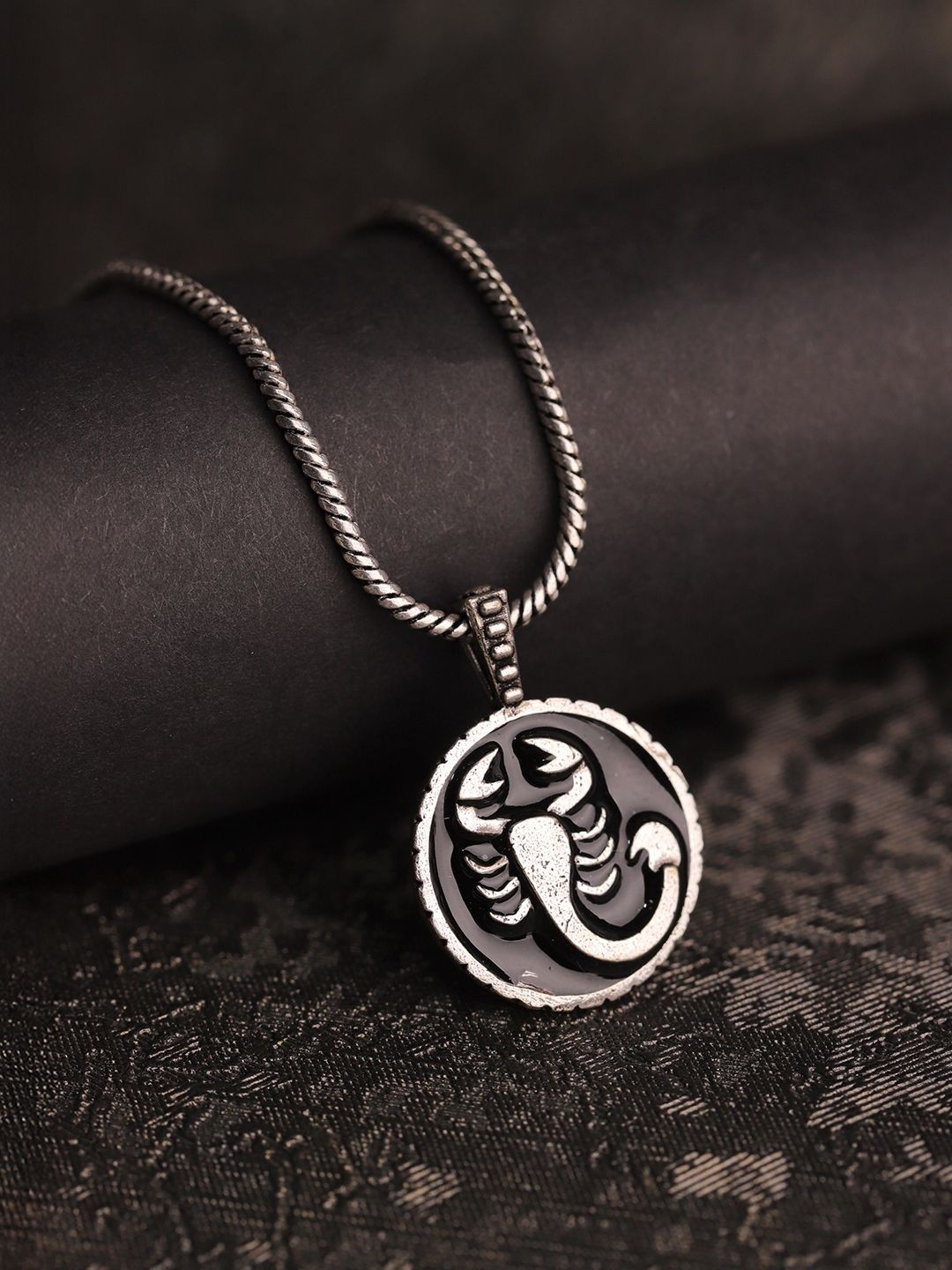 Evil Eye Scorpio Zodiac Black Oxidised Pendant