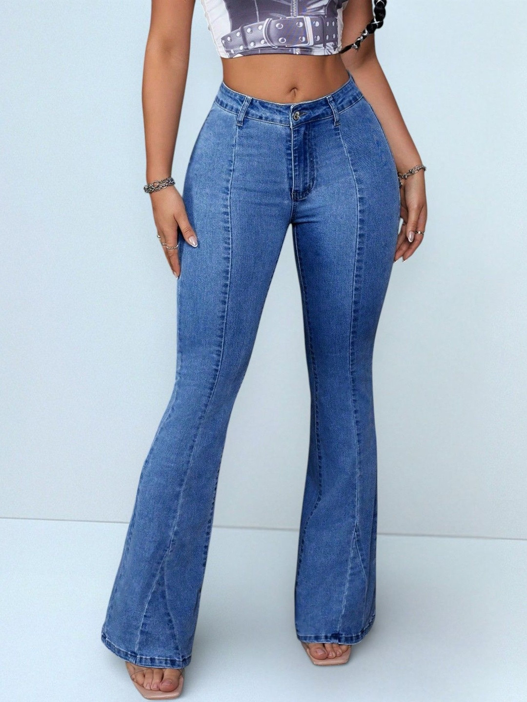 Encrypt Women Bootilicious Bootcut High-Rise Light Fade Stretchable Jeans
