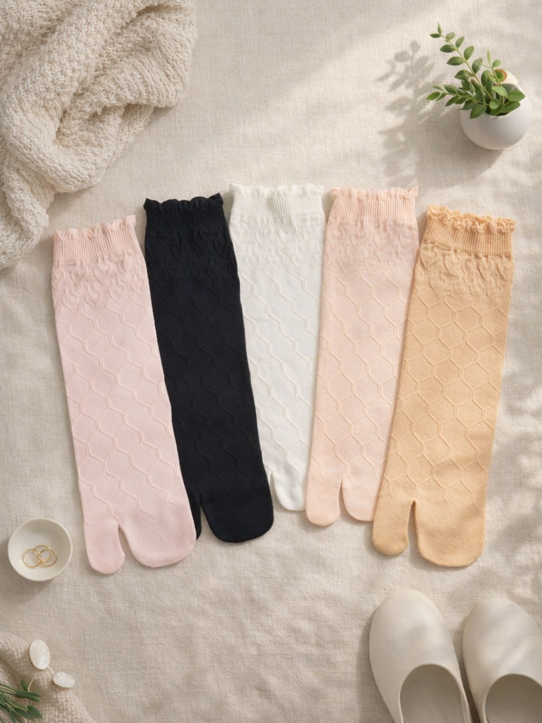 CORTICA Women Pack of 5 Cotton Assorted Patterned Ankle Length Socks