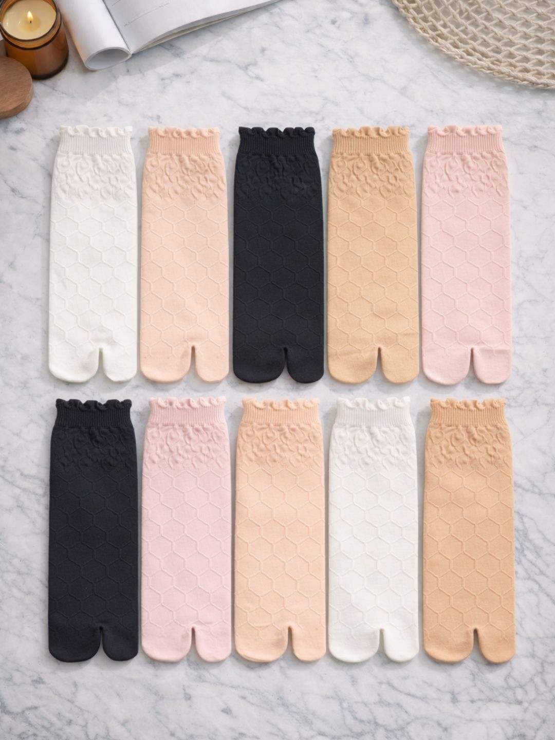CORTICA Women Pack of 10 Cotton Assorted Patterned Ankle Length Socks