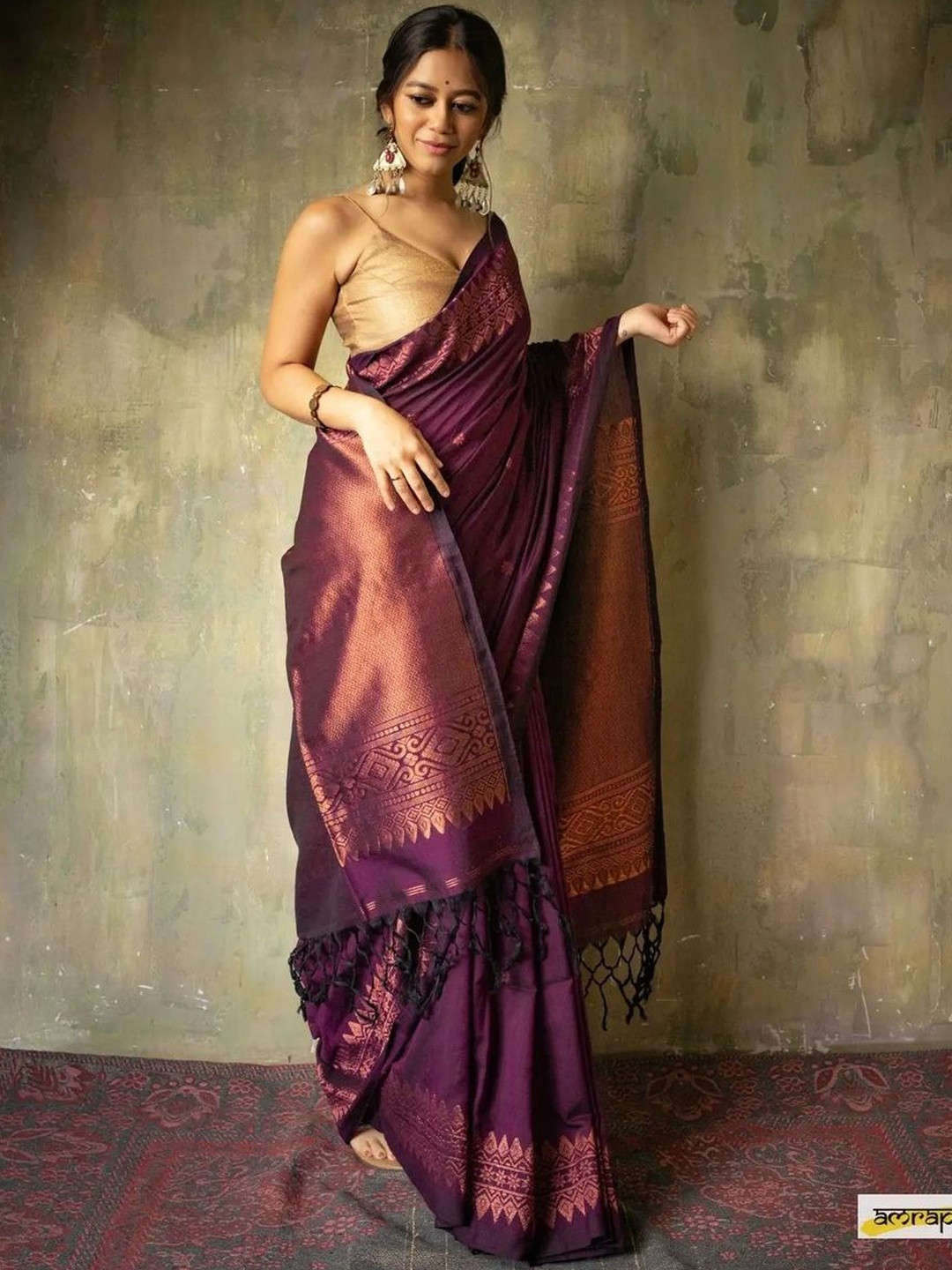 STYLENZA Woven Design Zari Satin Banarasi Saree