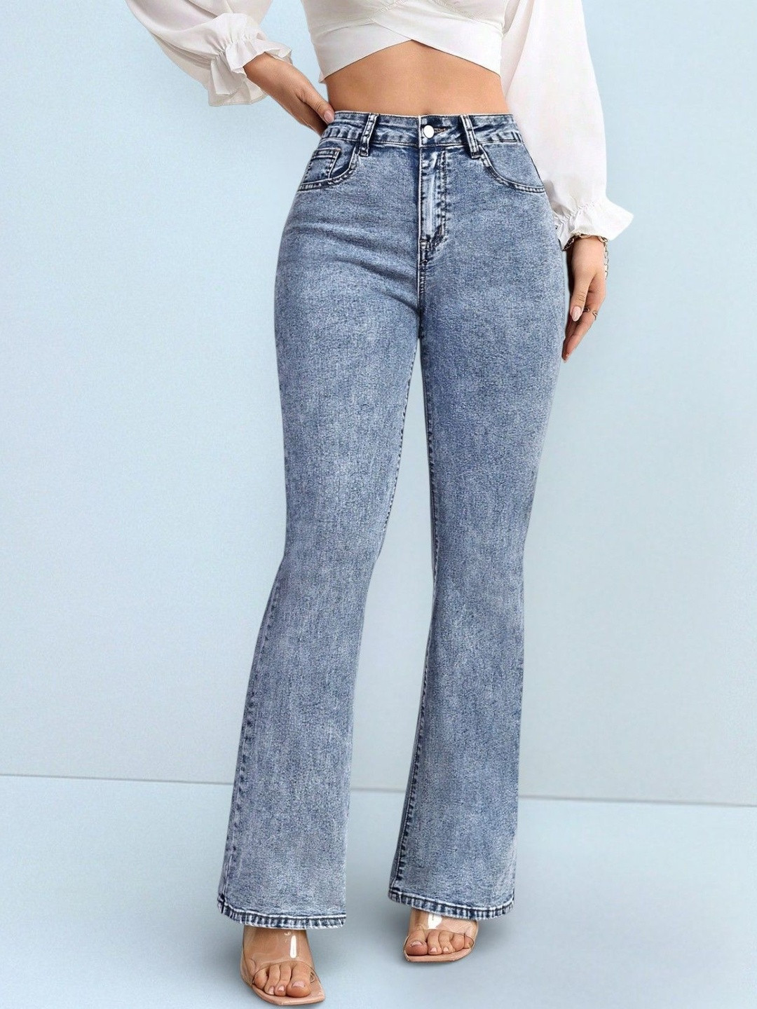 Encrypt Women Bootilicious Bootcut High-Rise Light Fade Stretchable Jeans