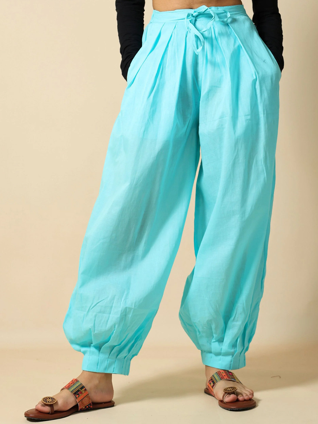 SUKITI Women Loose Fit Cotton Solid Afghani Pant