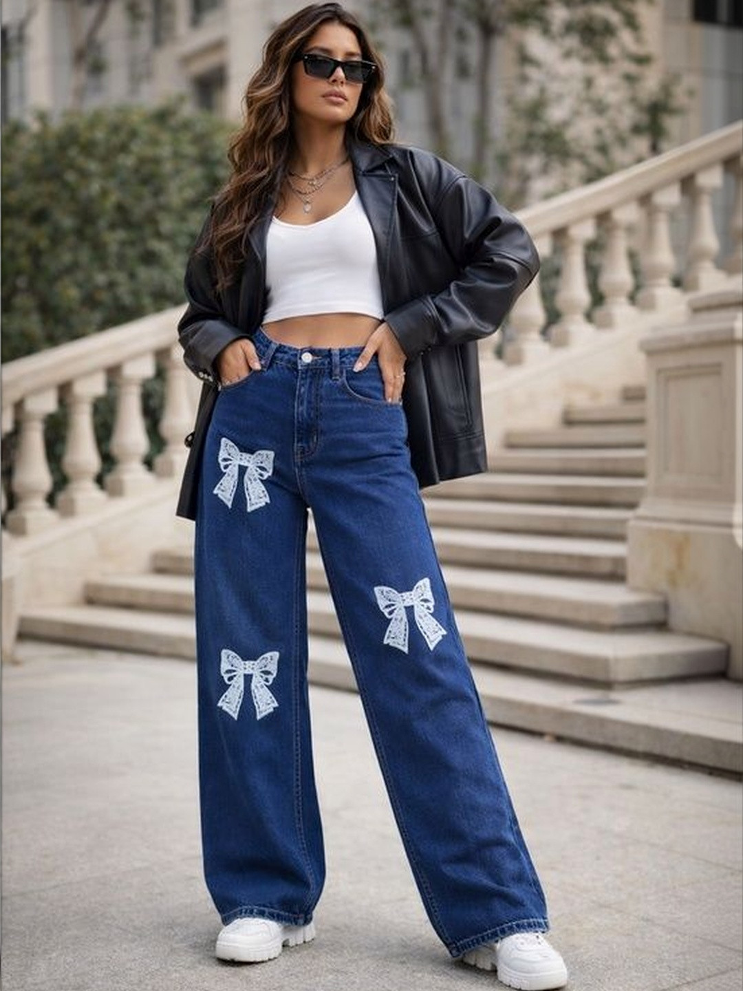 GRX Women Wide Leg High-Rise Stretchable Jeans