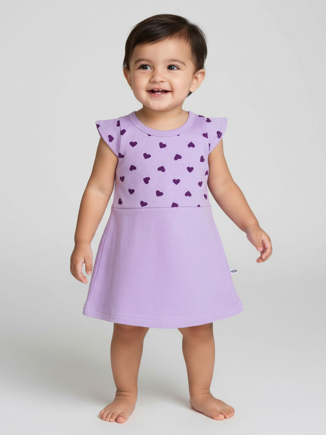 BAESD Floral Printed Round Neck Short Sleeves Cotton A-Line Dress