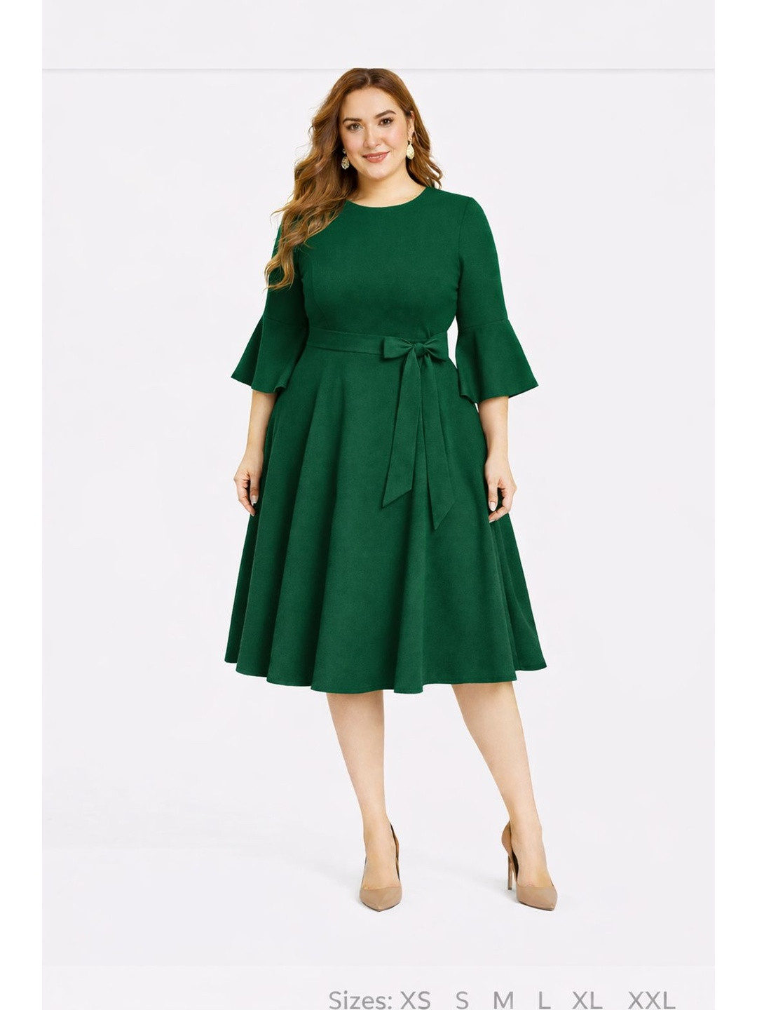 AMEEZA Flared Sleeve Fit & Flare Midi Dress