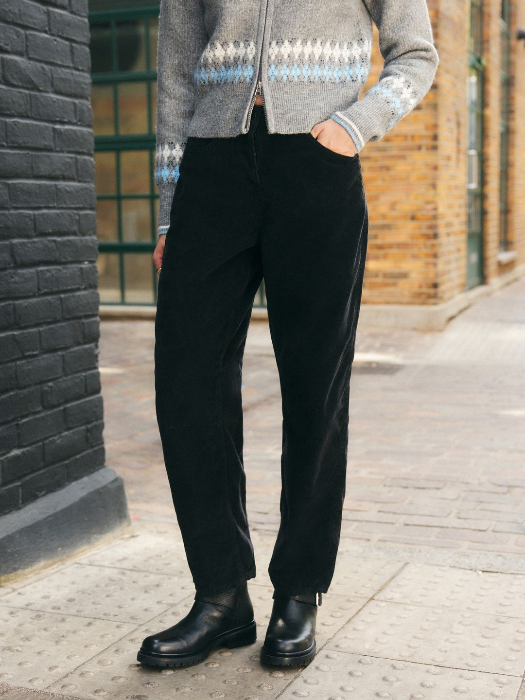 NEXT Corduroy Cropped Barrel Fit Jeans