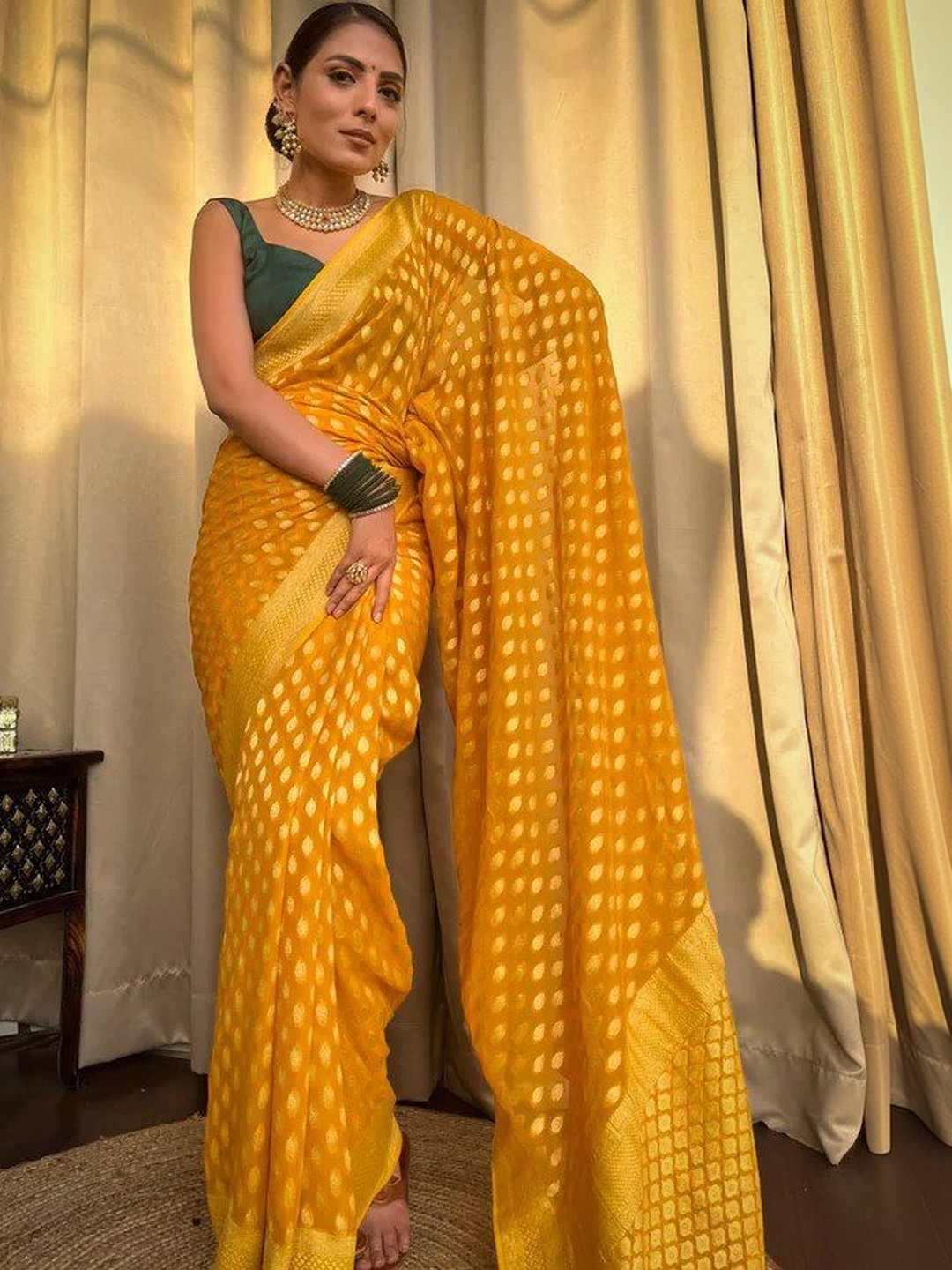 Dhaaga Ghar Woven Design Zari Silk Blend fwd Saree