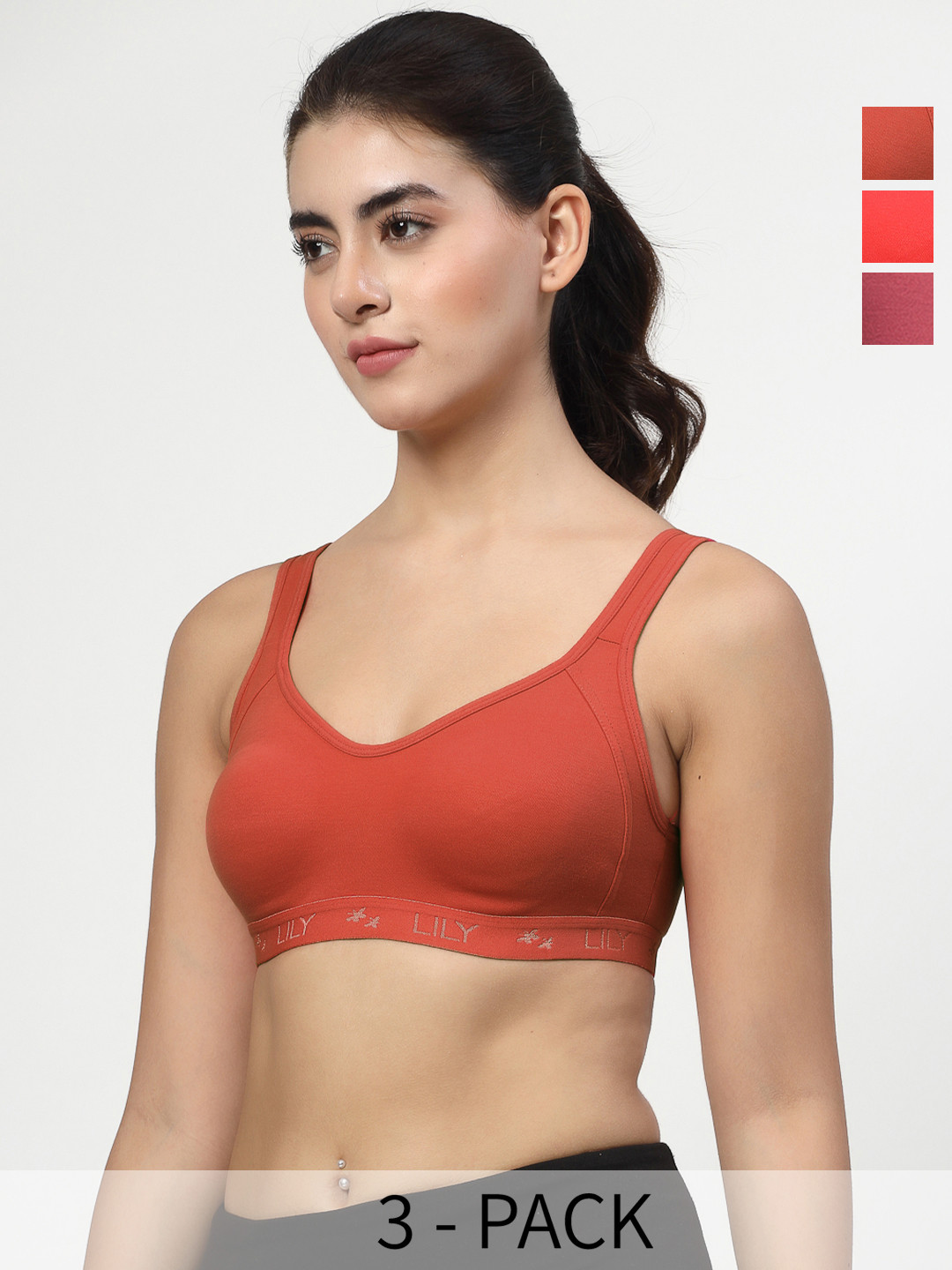 LILY Strops555 Full Coverage Seamless Non Padded Sports Bra