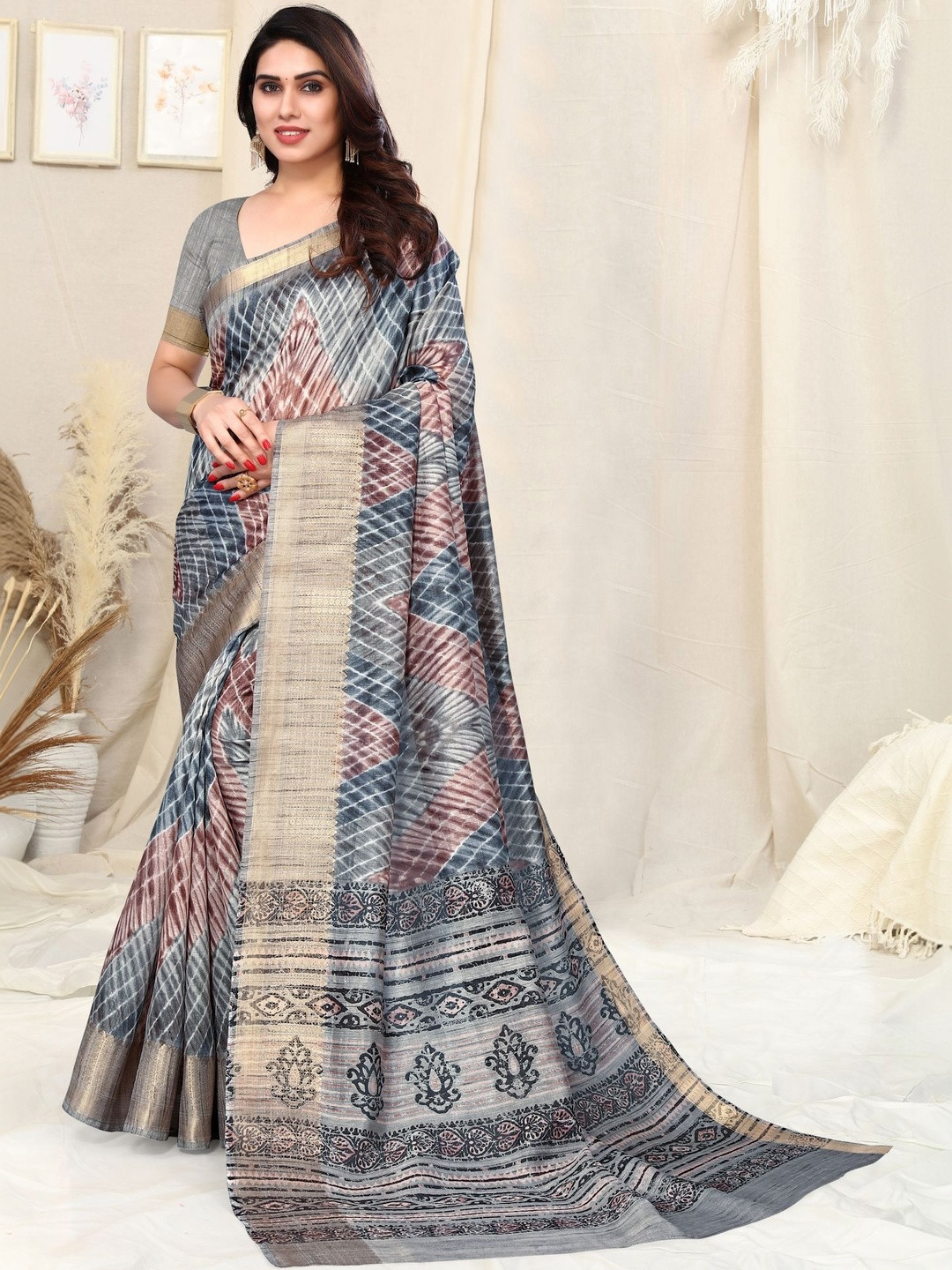 KALINI Silk Cotton Ikat Saree