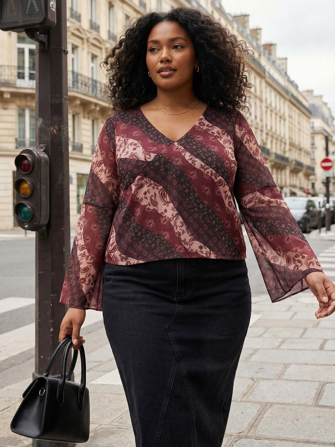 Trendyol Print Bell Sleeve Ethnic Top