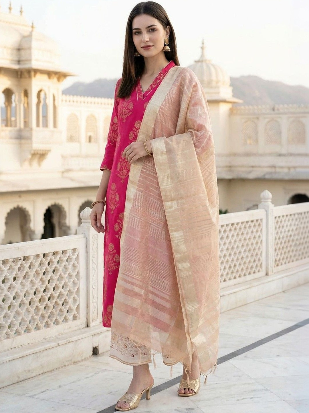 Indo Era Woven Design Art Silk Dupatta