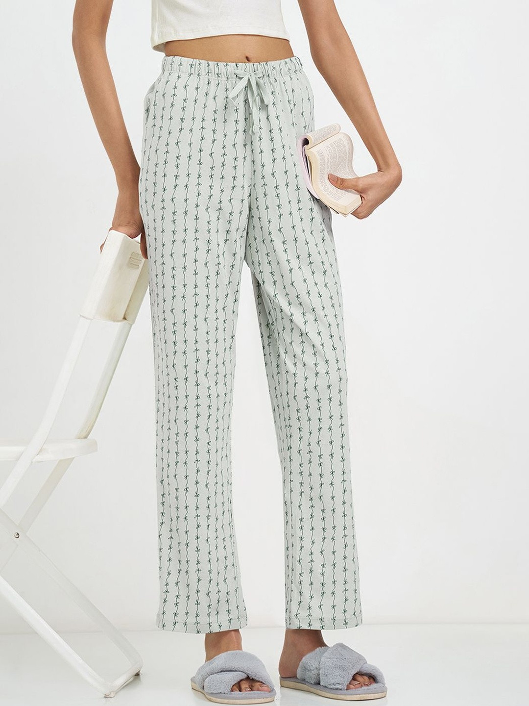 Dreamz by Pantaloons Printed Cotton Mid-Rise Straight Lounge Pants