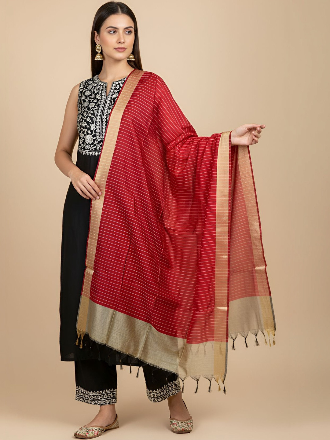 MUFFLY Striped Dupatta