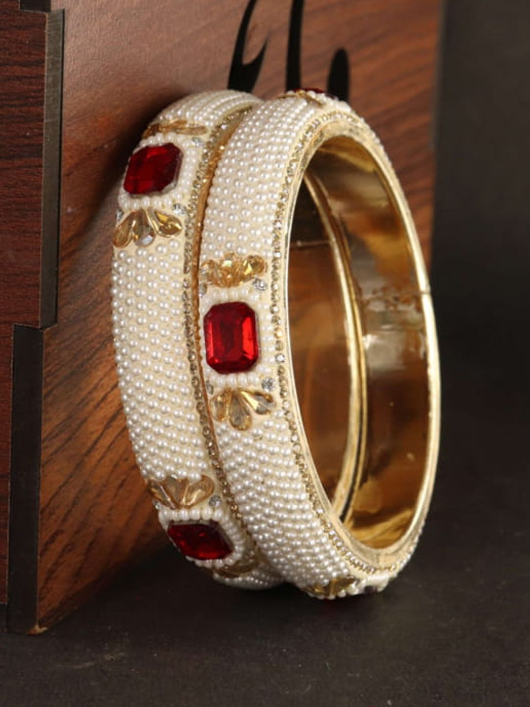 ZULKA Set of 2 Stone-Studded Bangle