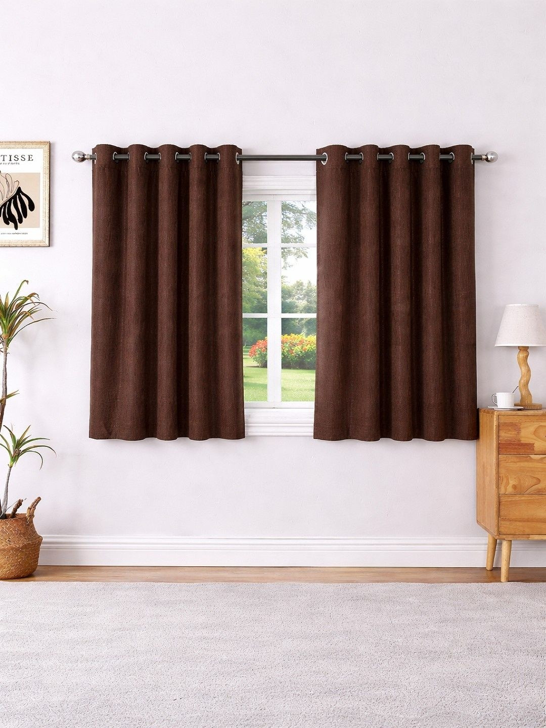 Myntra Elegant Homes Coffee Brown Set of 2 Black Out Window