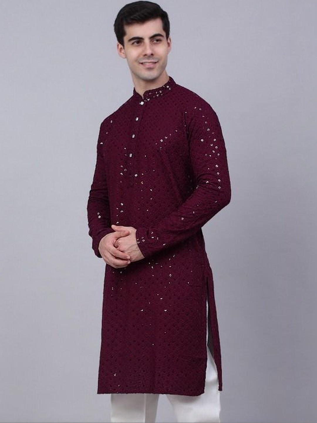 PRINTCULTR Men Embroidered Regular Thread Work Kurta with Pyjamas