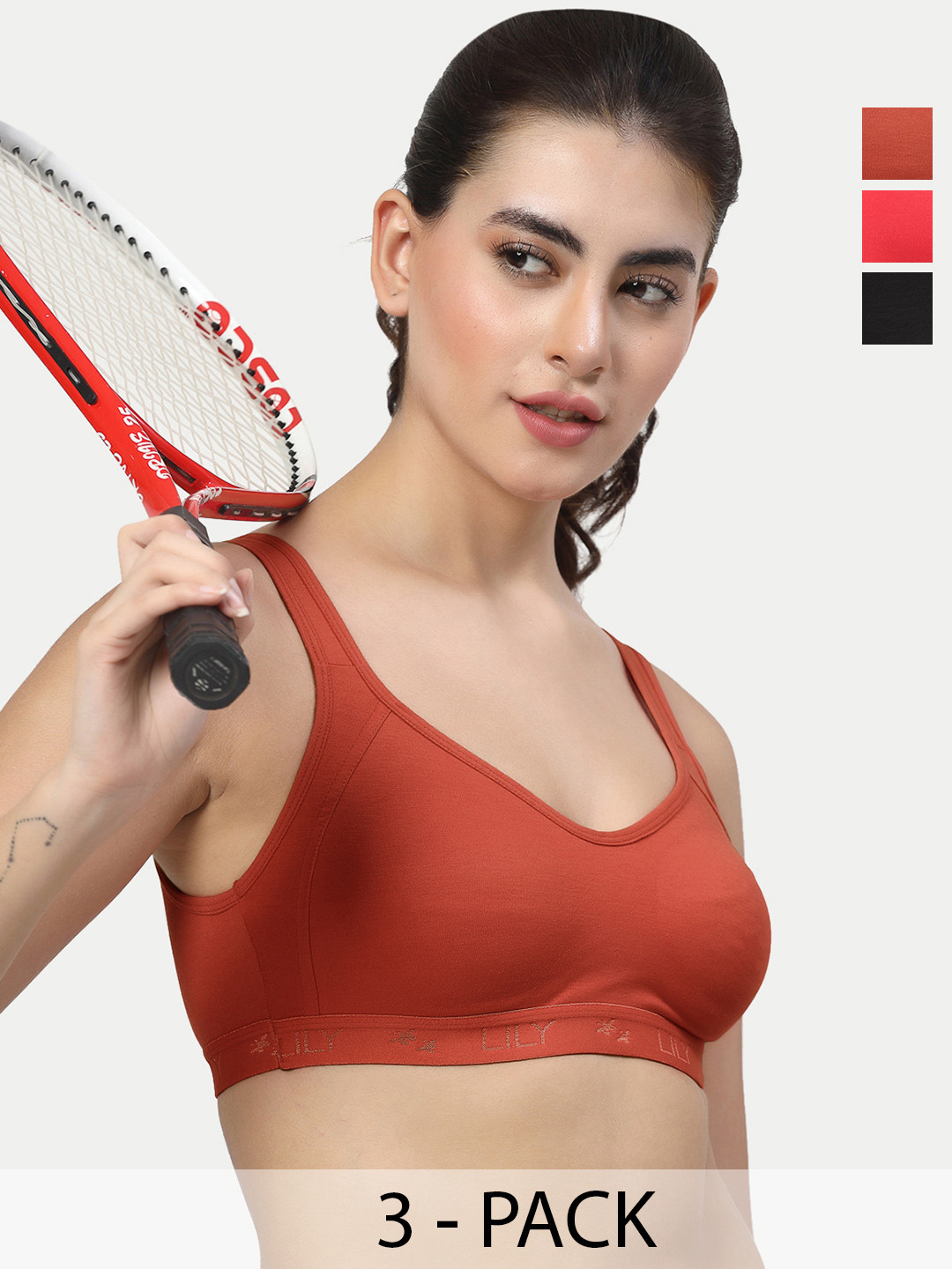 LILY Pack Of 3 Full Coverage Workout Bra