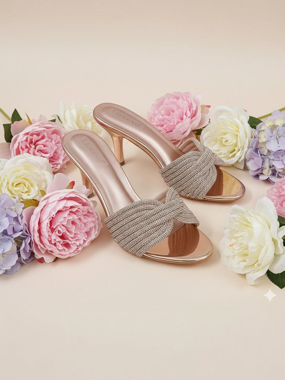 LUXEVE Textured Party Stiletto Mules