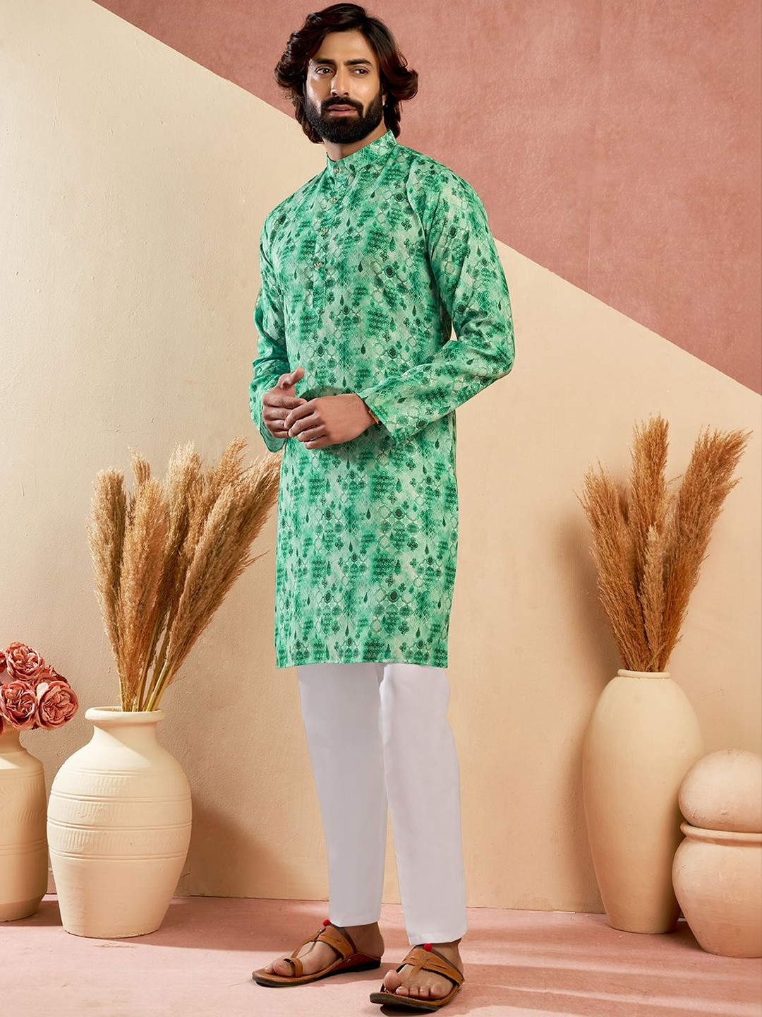 RANGRAAG Men Ethnic Motifs Printed Regular Kurta with Pyjamas
