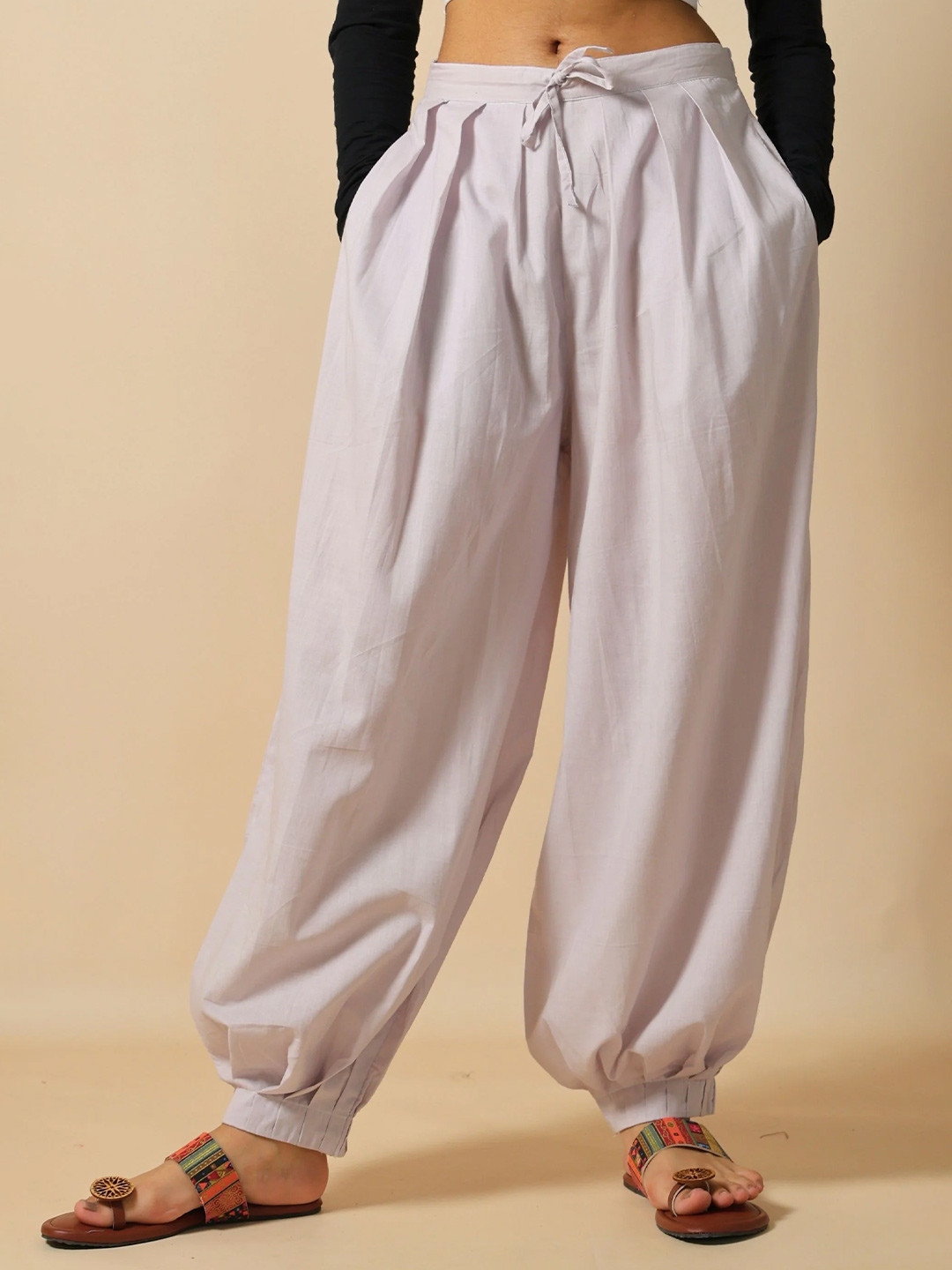 SUKITI Women Cotton Mid-Rise Loose Fit Harem Afghani Pant
