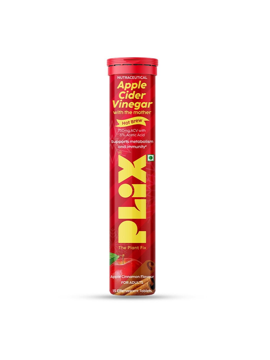 PLIX THE PLANT FIX Hot Brew Effervescent- Apple Cinnamon - 15 Tablets