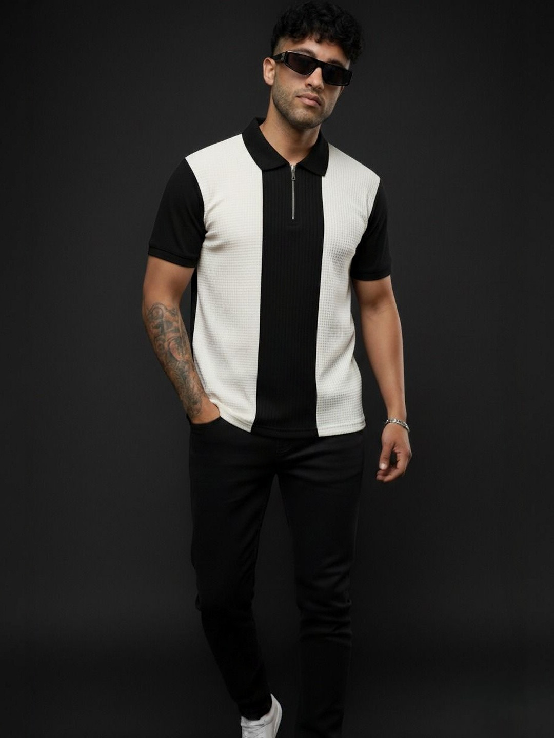 Mobox Men Colourblocked Polo Collar T-shirt
