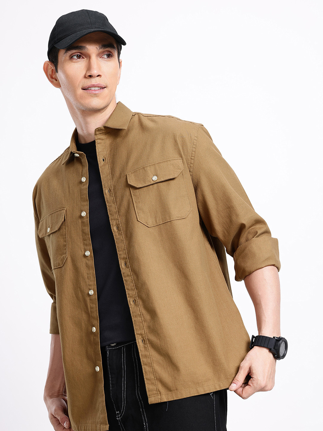 Aeropostale Oversized Drop-Shoulder Sleeves Pure Cotton Casual Shirt