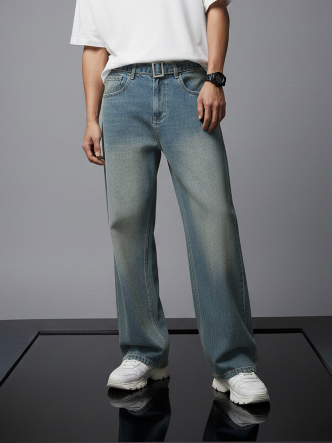 SOKO STREET Men Pure Cotton Relaxed Fit Heavy Fade Jeans