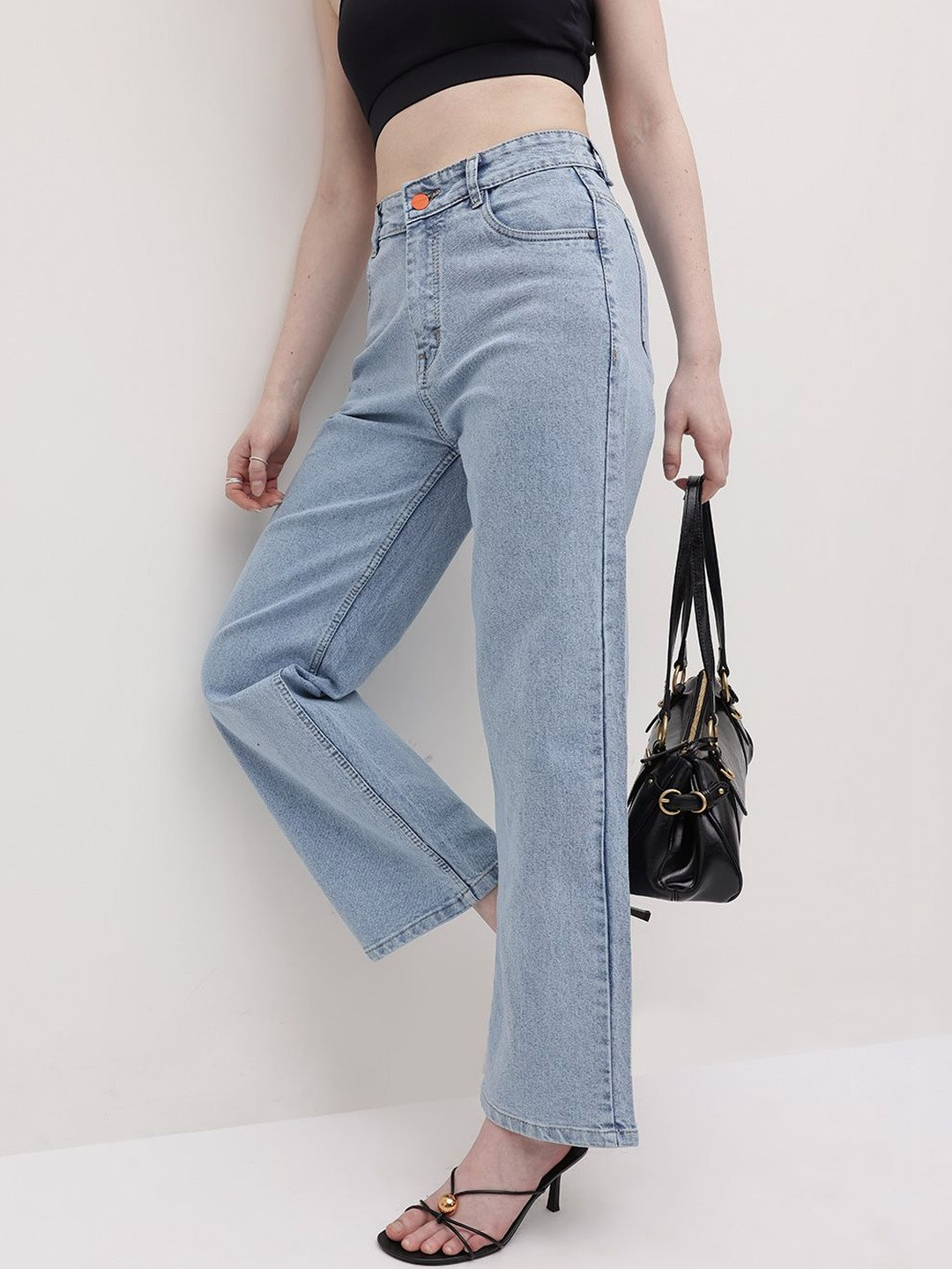Encrypt Women Comfort Straight Fit High-Rise Light Fade Stretchable Jeans
