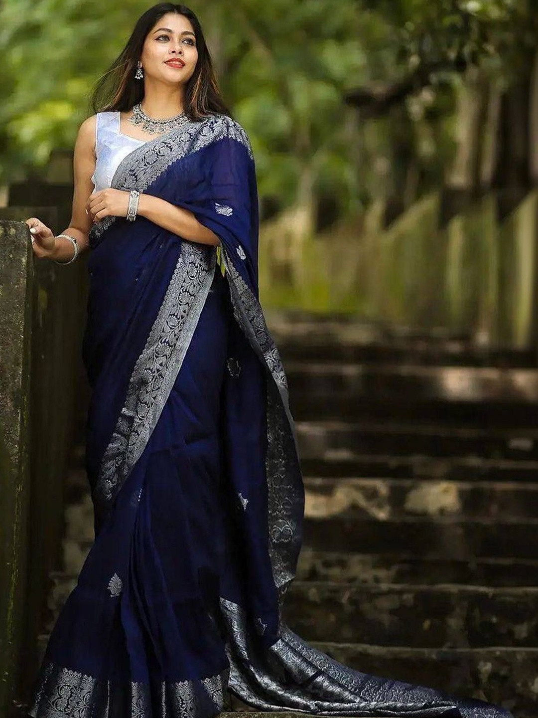 Mitera Ethnic Motifs Zari Silk Blend Mysore Silk Saree