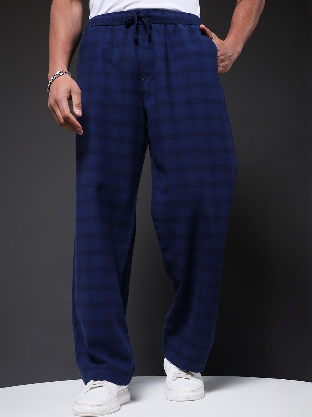 PRONK Men Checked Trousers