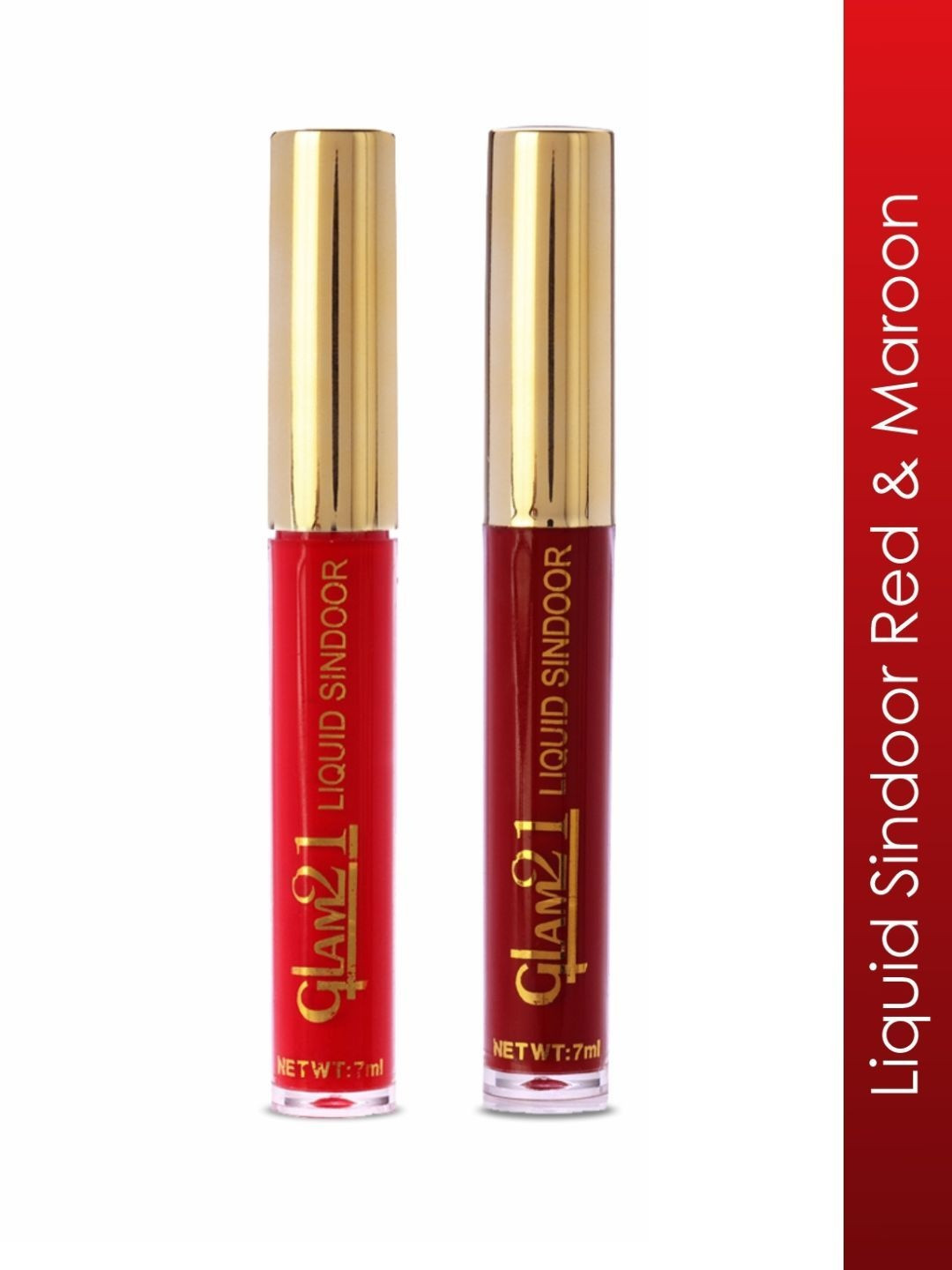 GLAM21 Set Of 2 Waterproof Liquid Sindoor - Red & Maroon - 7 ml Each