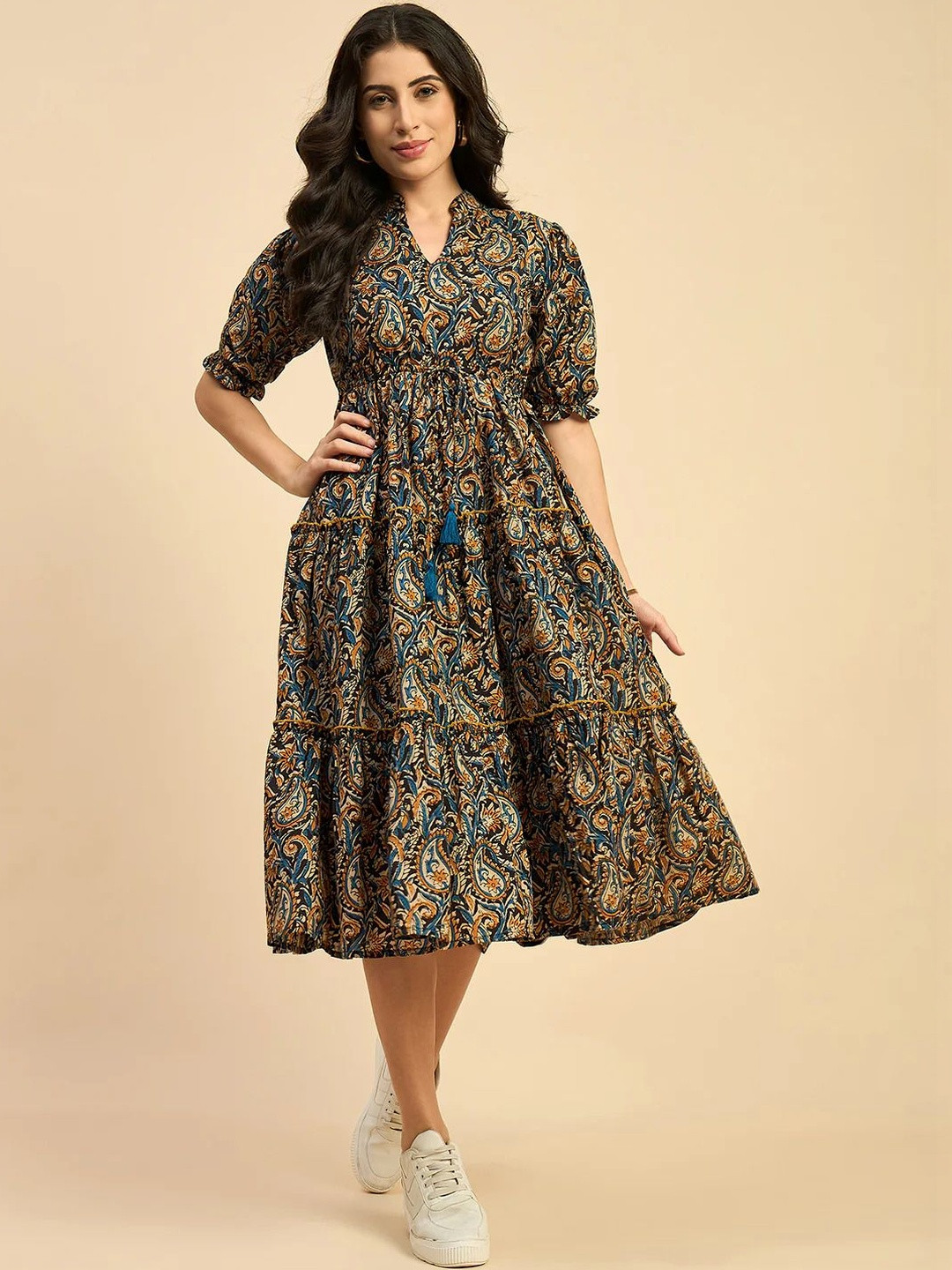 BRAHMASTRA Paisley Printed Tiered Kurti