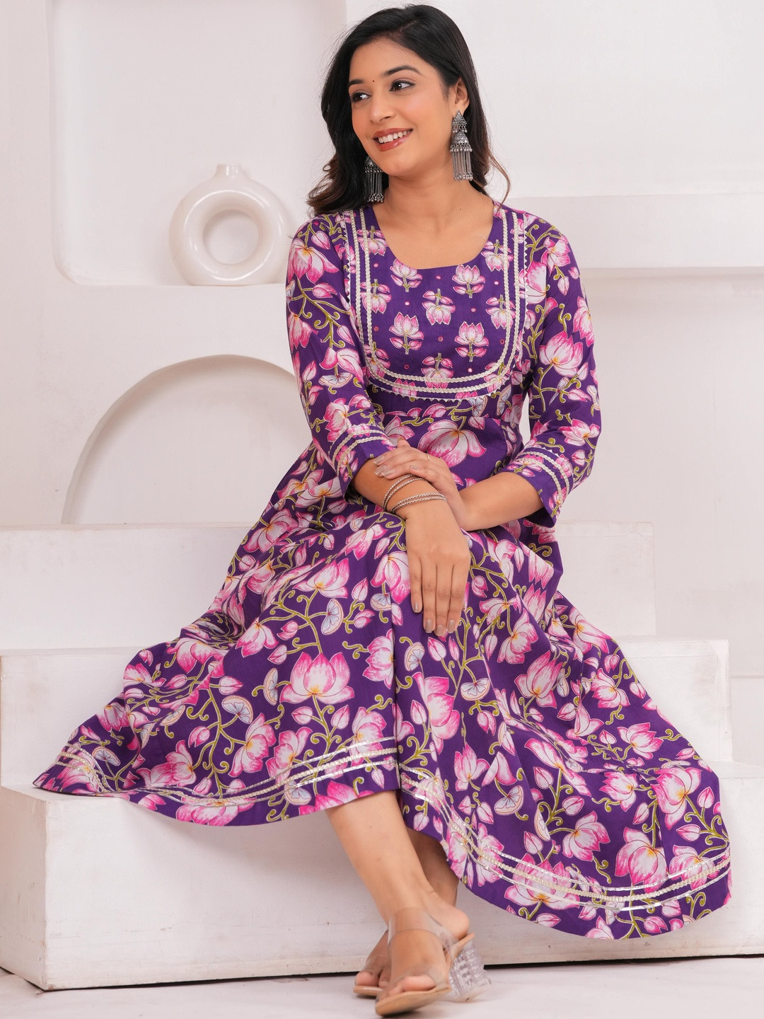 ALHADAYA Women Floral Printed Floral Anarkali Kurta