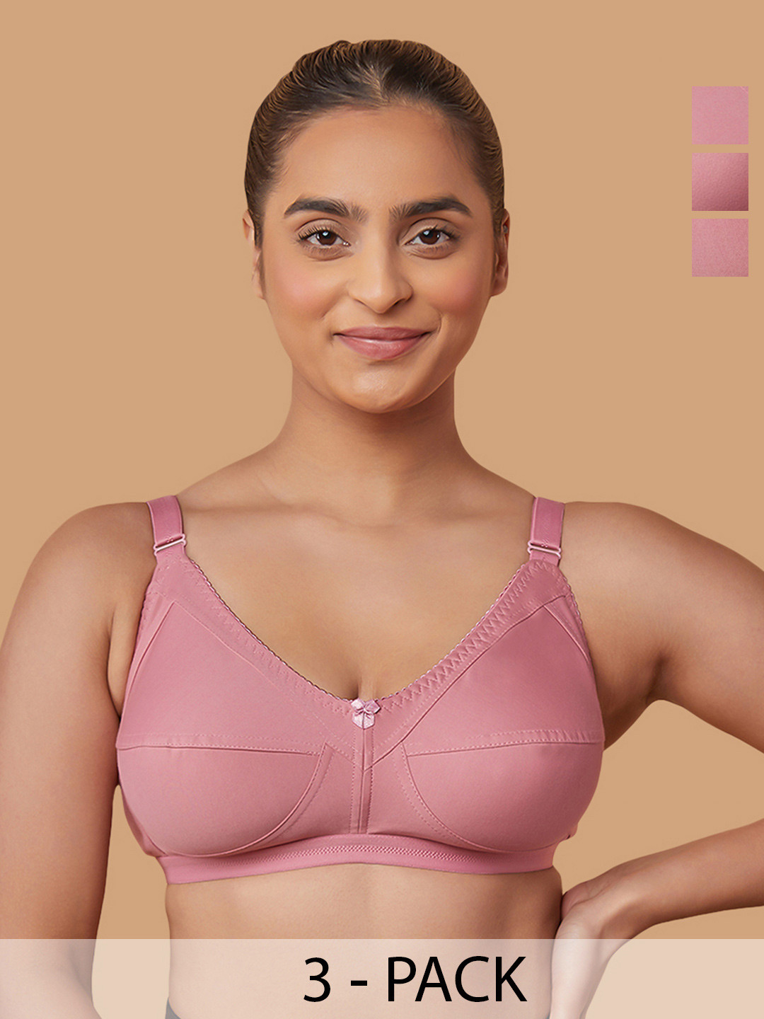MAASHIE Pack of 3 Non Padded Everyday Minimizer Bra ON-ON-ON