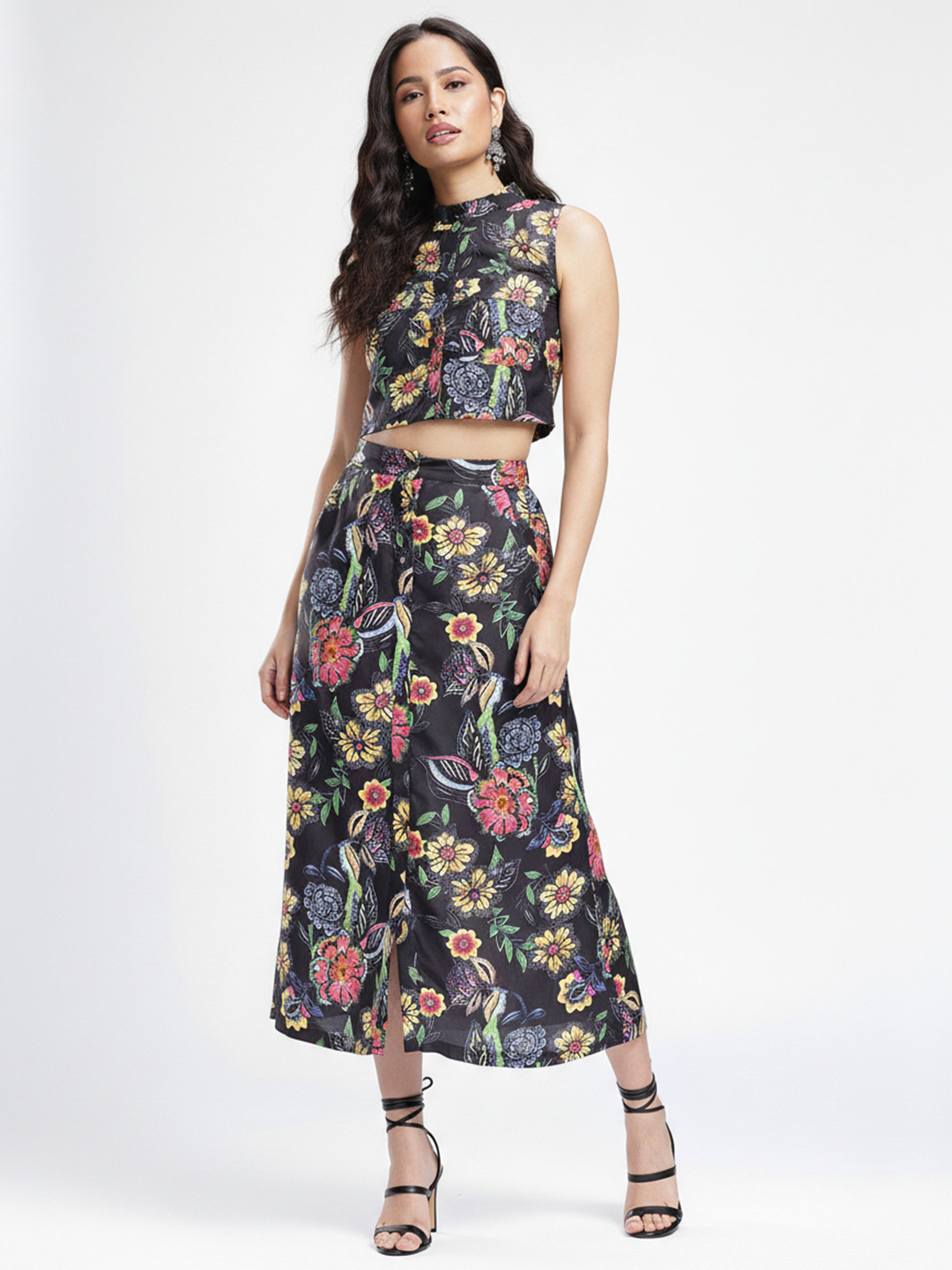 fusion by glitchez Floral Printed Co-Ords With Front Slit