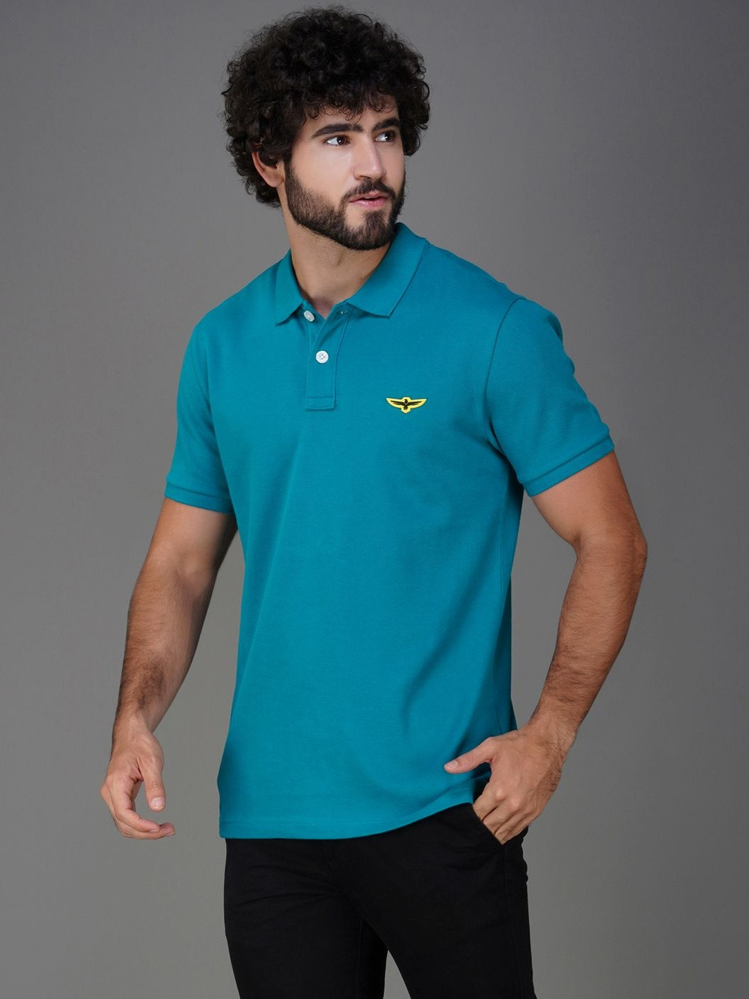 ZVEZDA Teal Green Pique Cotton Classic Polo Tshirt