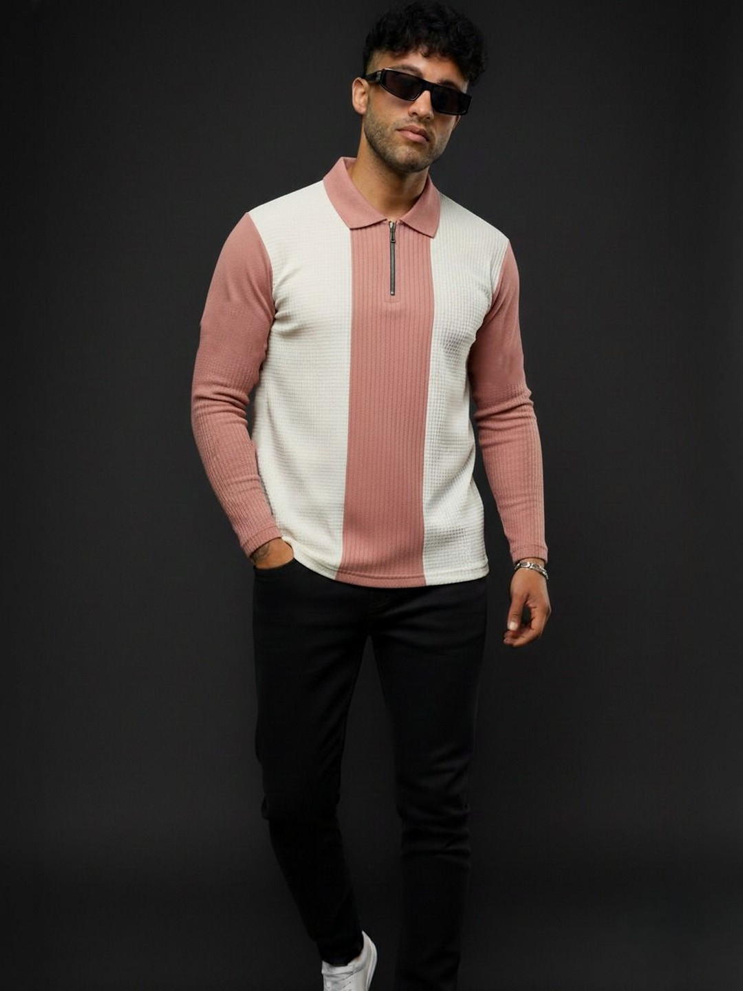 Mobox Men Colourblocked Polo Collar T-shirt