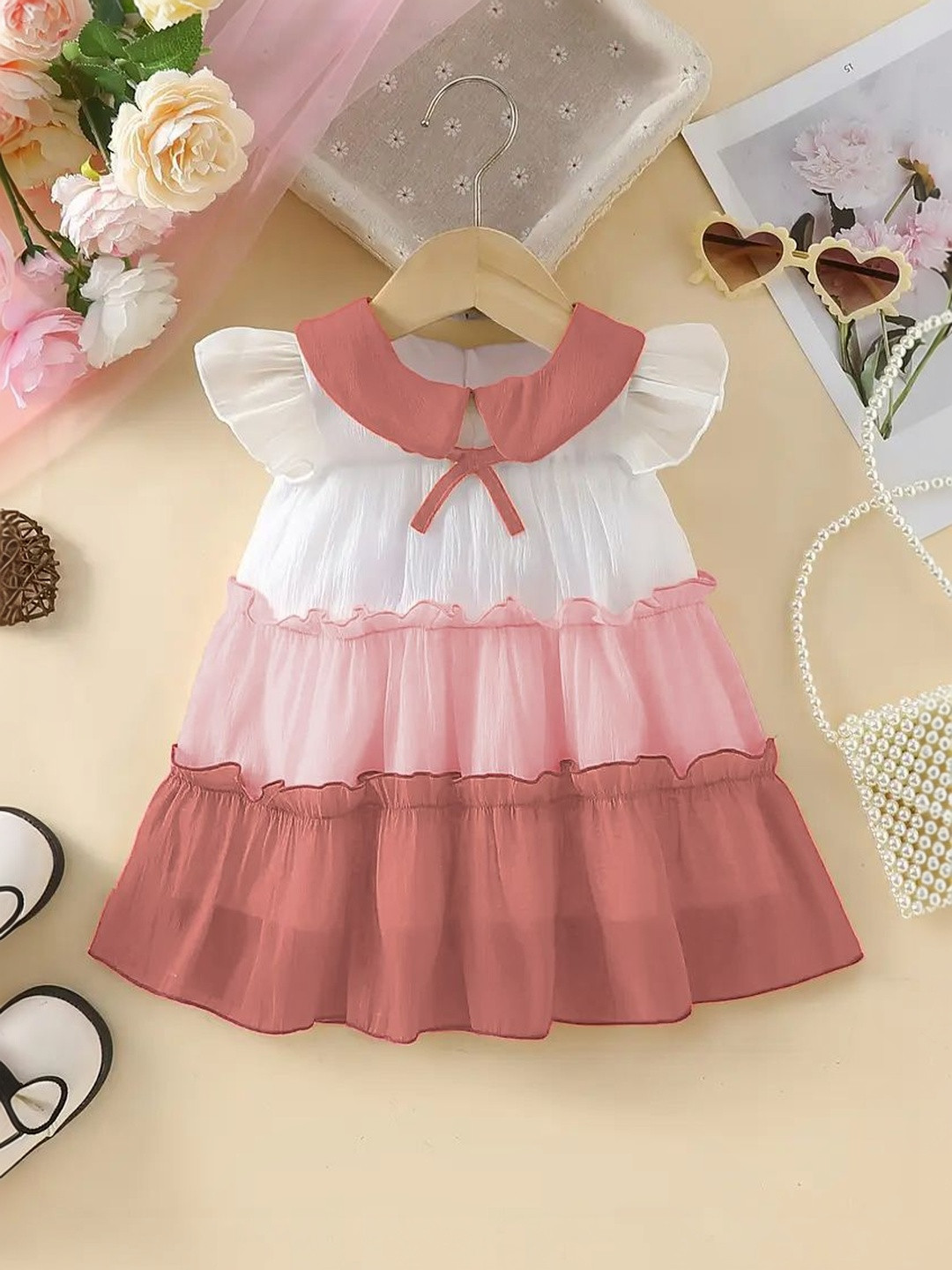 TIOR Flared Sleeve Fit & Flare Dress