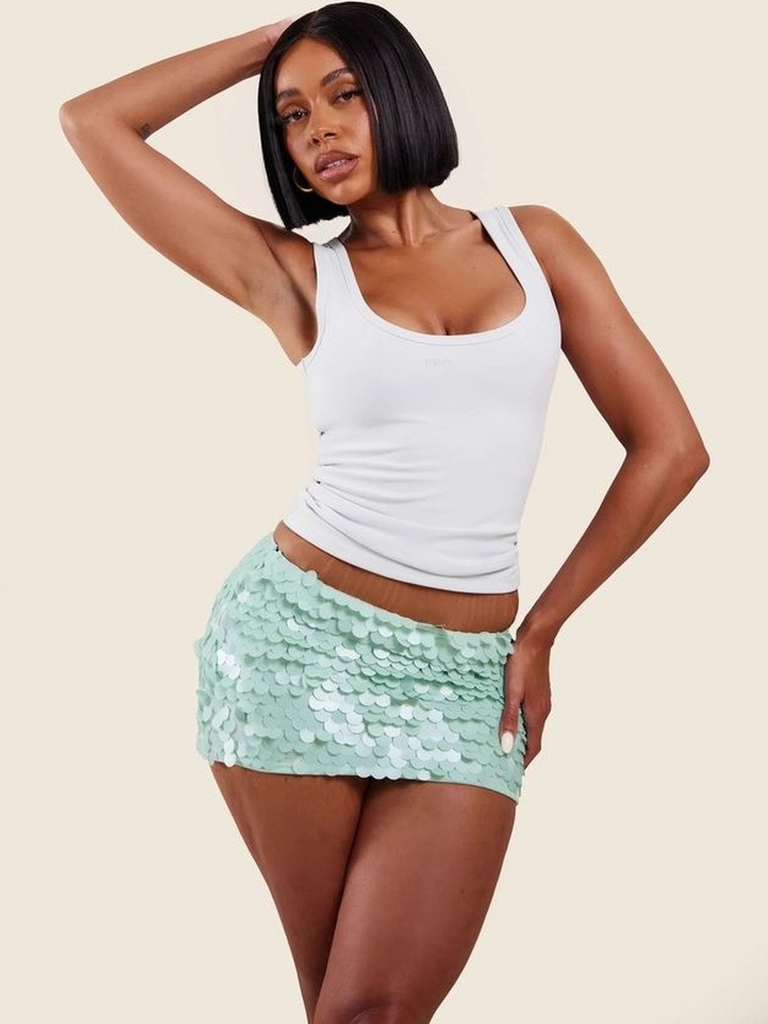 Lulu & Sky Embellished Straight Mini Skirt