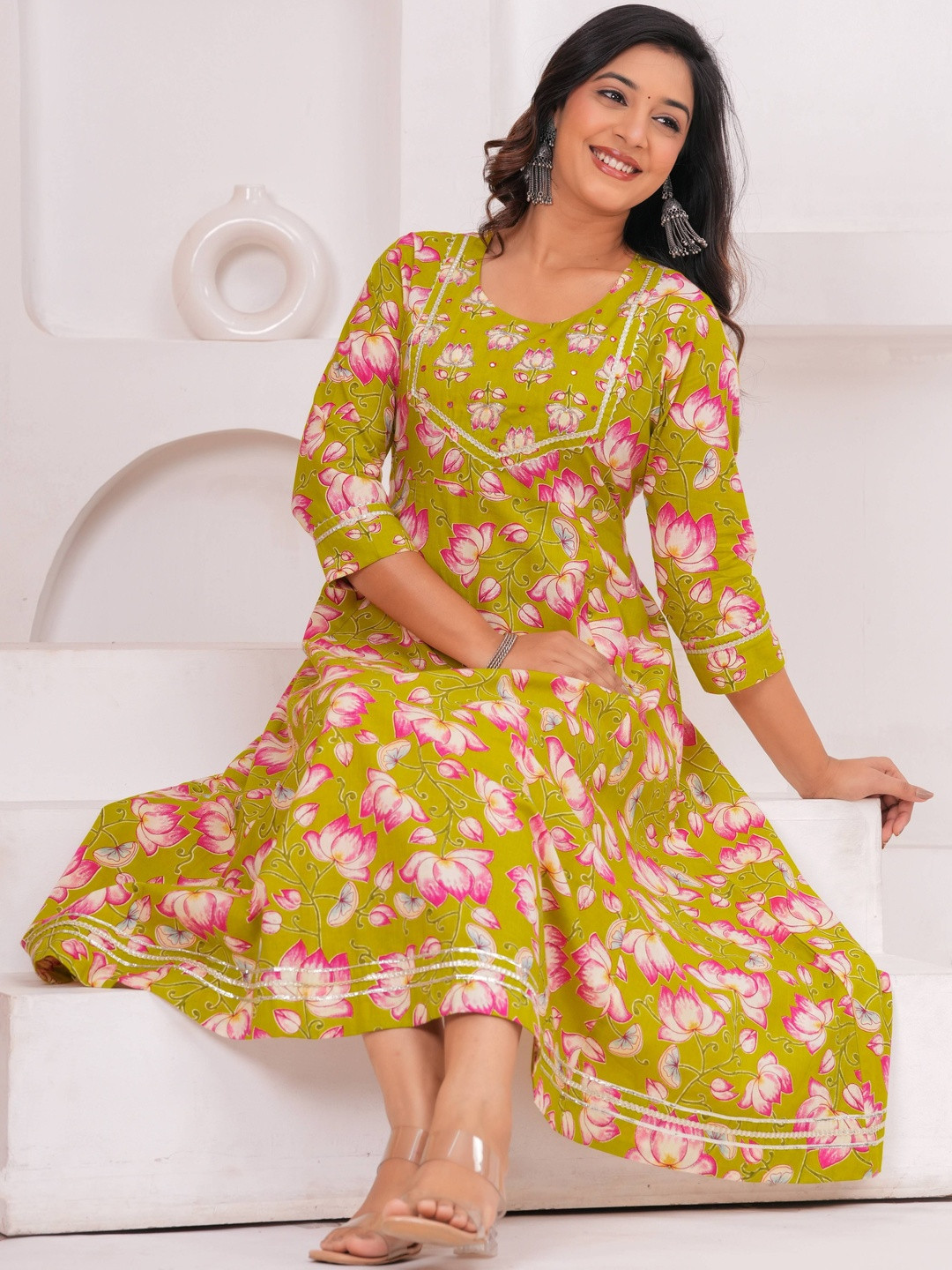 ALHADAYA Women Floral Printed Floral Anarkali Kurta