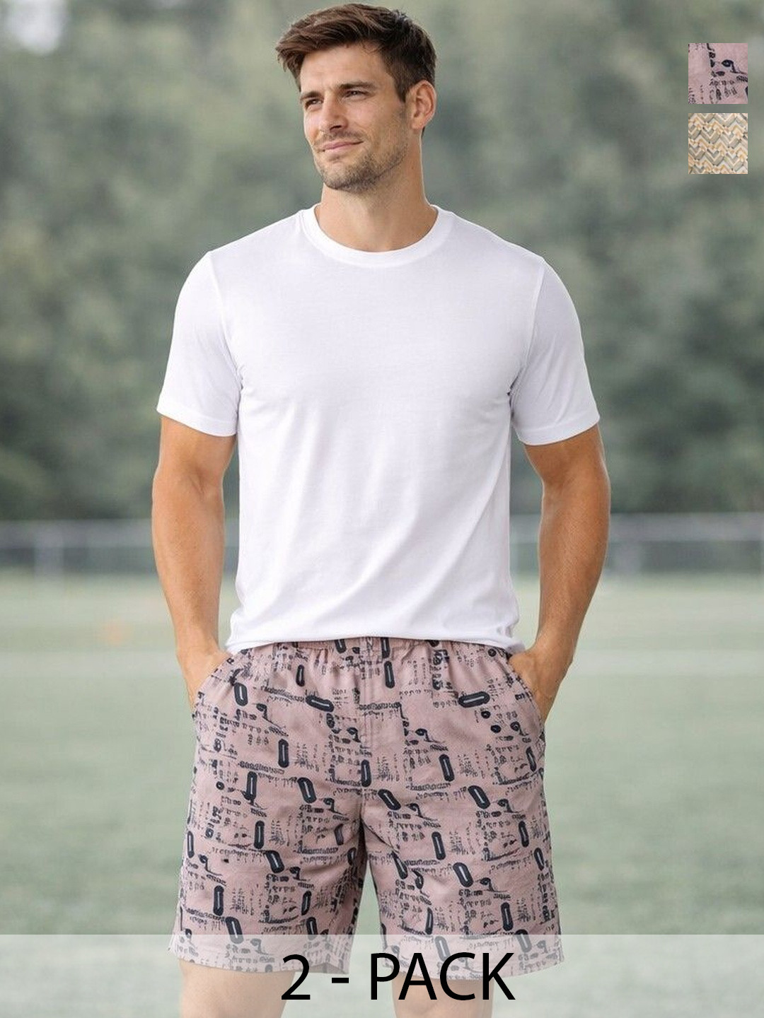 Mast & Harbour Pack Of 2 Printed Cotton Mid-Rise Boxers