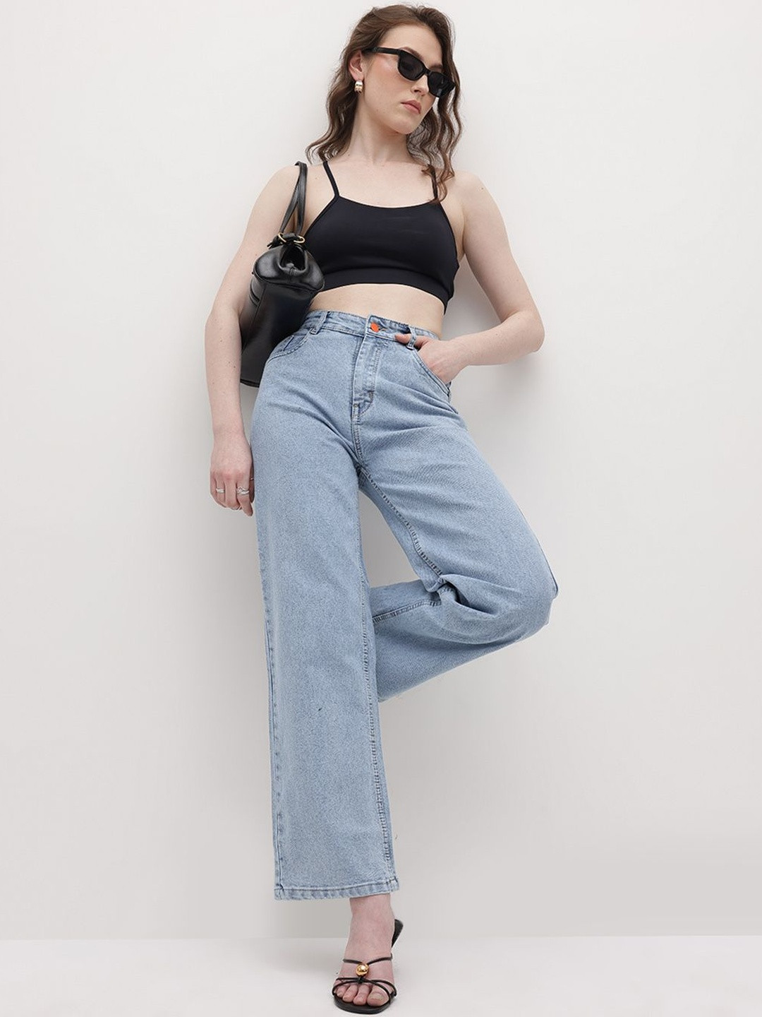Encrypt Women Comfort Straight Fit High-Rise Light Fade Stretchable Jeans