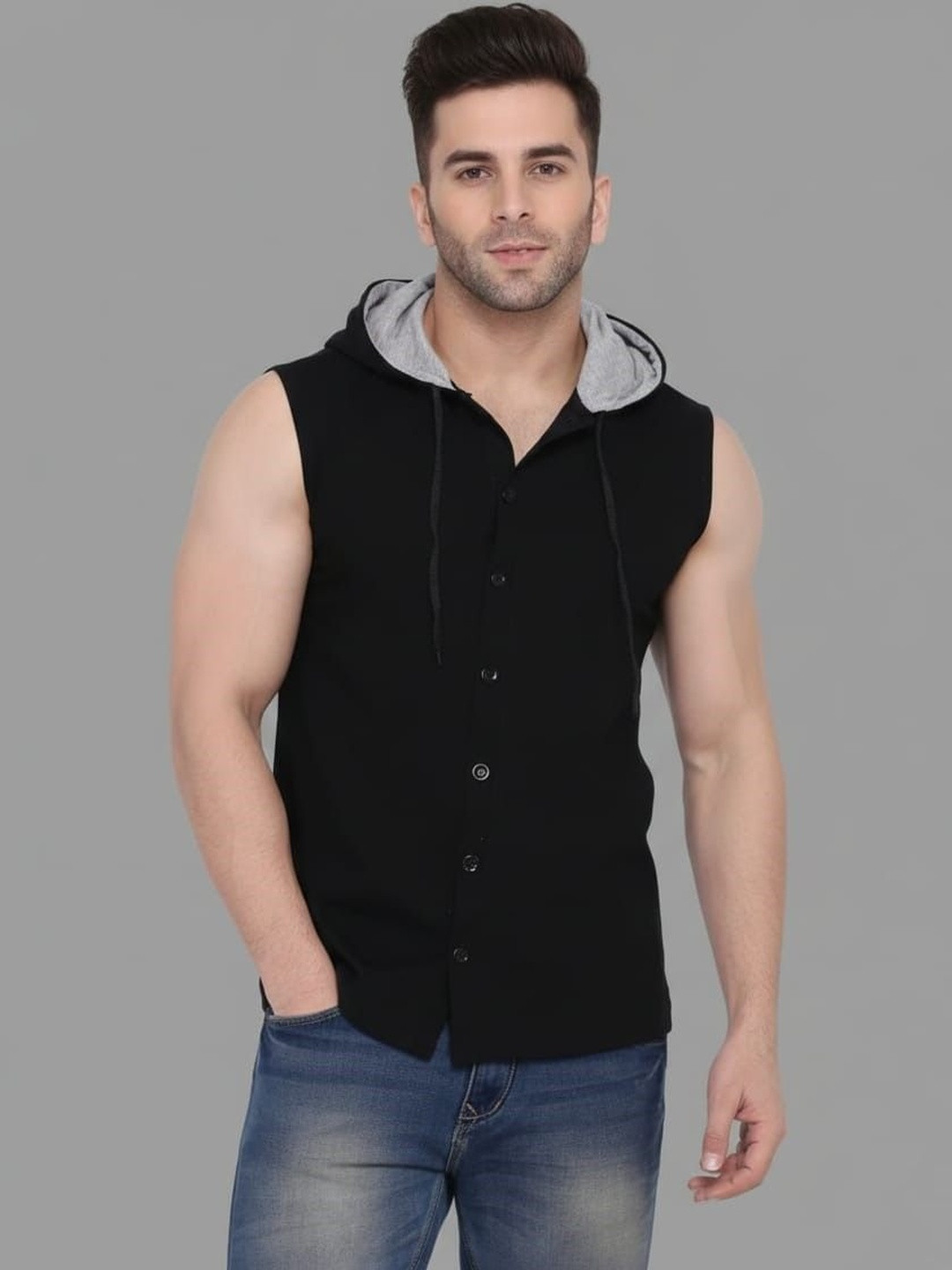 Menkovy Men Hooded Pockets T-shirt