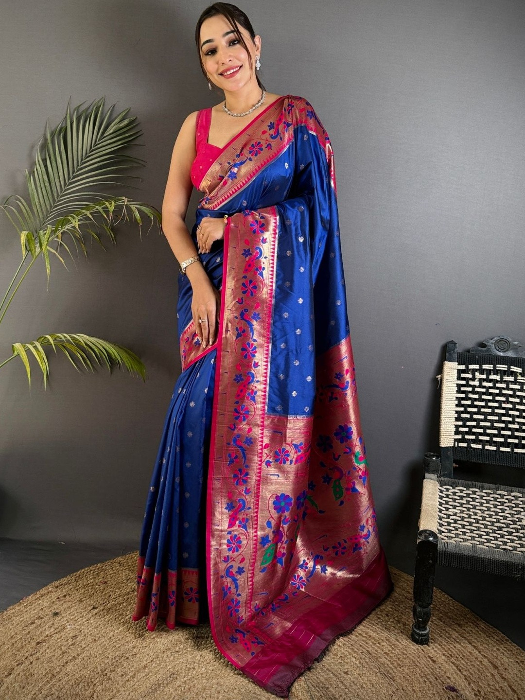 Sangria Woven Design Paithani Sarees With Blouse