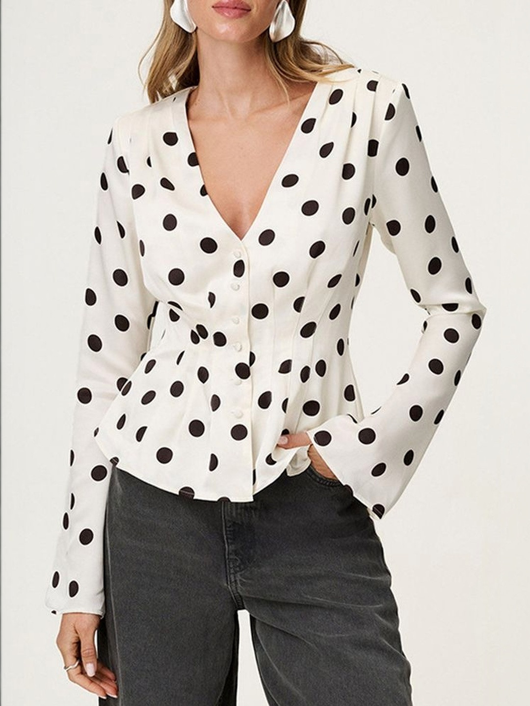 LULU & SKY Polka Dot Print Top
