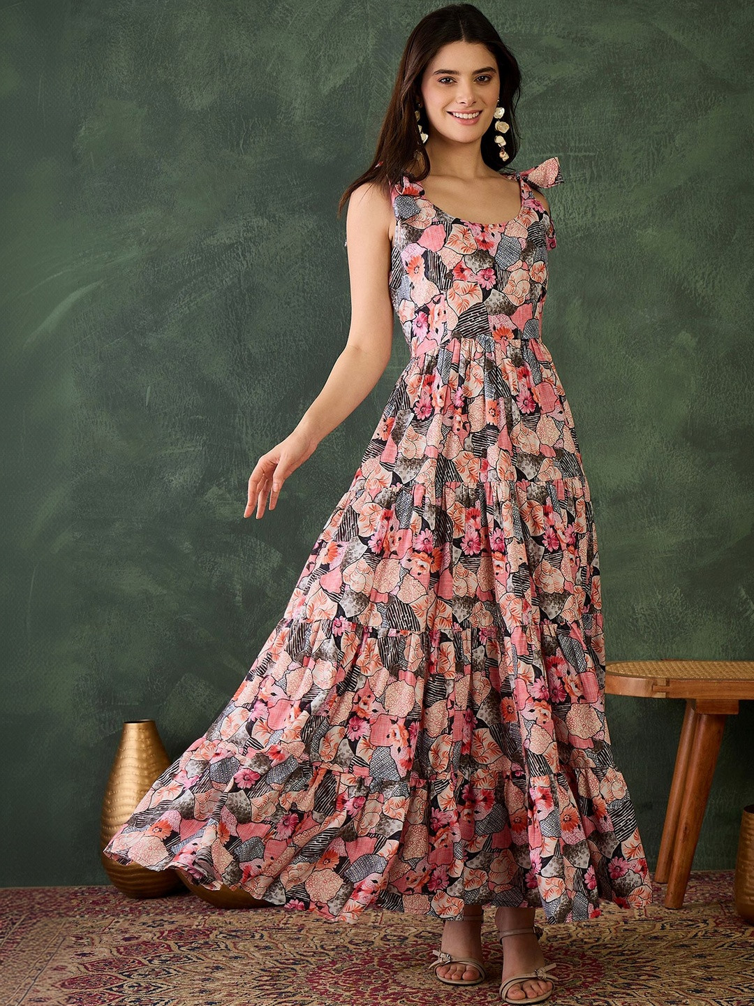 CORSICA Floral Print Fit & Flare Maxi Dress