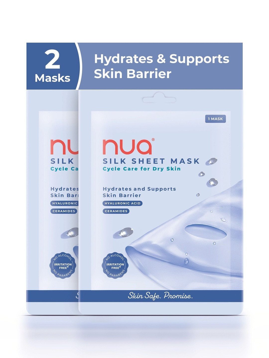 Nua Set Of 2 Silk Sheet Mask For Hydrates & Supports Skin Barrier - 1 Pcs Each