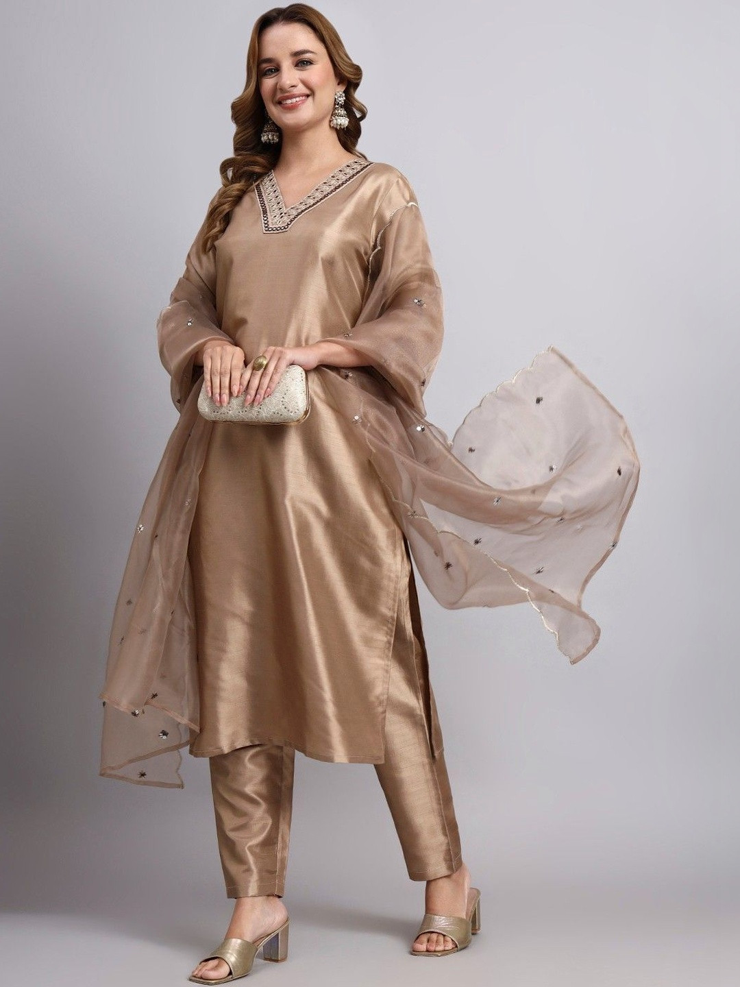 JDS LIFESTYLE Women Regular Mirror Work Kurta with Trousers & With Dupatta